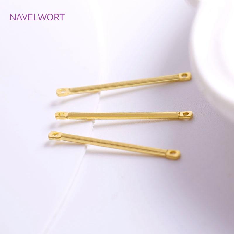 15mm 20mm 25mm 18K Gold Plated Bar Link Component Brass Two Holes Stick Strip Connector DIY Jewelry Making Accessories Wholesale