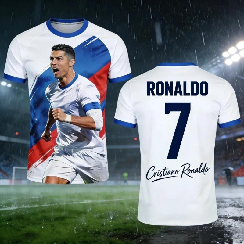 Portugal Ronaldo No.7 Black Gold Raglan Signature Soccer Jersey 3D All Over Print Breathable Streetwear Unisex Sports T Shirt