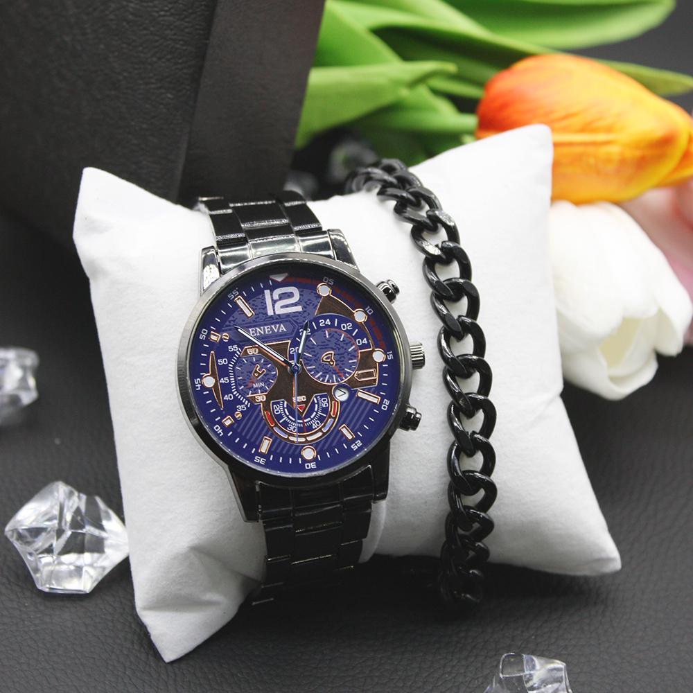 2pcs Set Natural Stone Bracelet Bracelet Pandora Watch Mechanical Men Business Gold Digital Simple Student for Classmate Gift