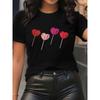 Black White Unique Clothes T-Shirt Short Sleeve for Restaurant Wear, Durable Fabric with Heart Design, Comfortable Fit for Daily Use,