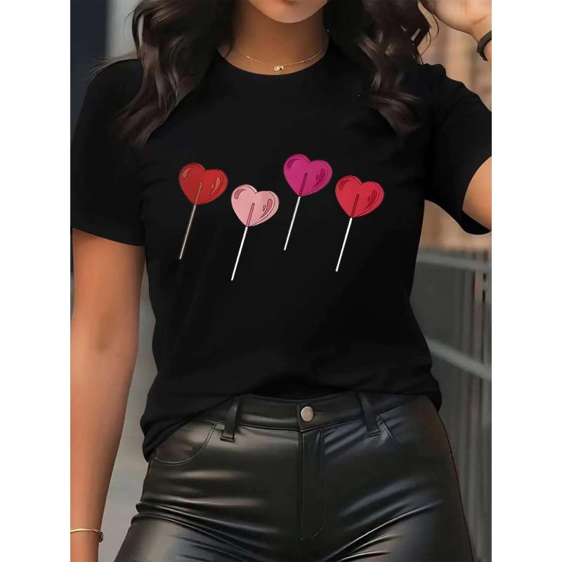 

Black White Unique Clothes T-Shirt Short Sleeve for Restaurant Wear, Durable Fabric with Heart Design, Comfortable Fit for Daily Use, 4XL чорний