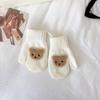 With Ropes Cartoon Bear Gloves Solid Color Full Finger Gloves Cute Knitted Mittens  Winter Season