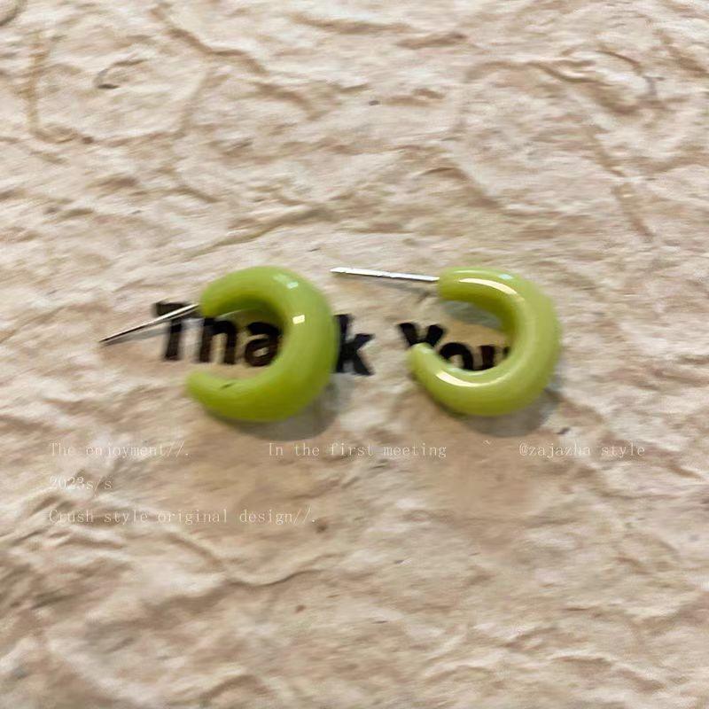 Modré gradientní květinové náušnice s pečeným lakem - Puzetky ve tvaru sladkého srdce pro ženy, Letní šperky