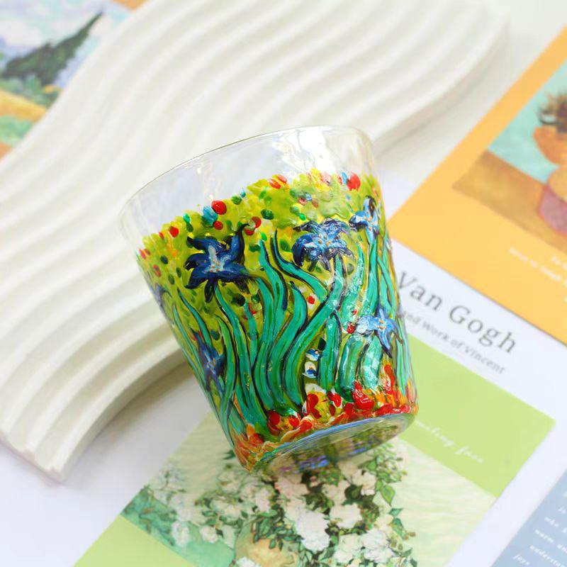 Rainbow Sheen Hand-Painted Glass Cup - Bling Design for Summer