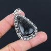 Sisters Day Sale 925 Silver Black Fossil Coral Stone Engagement Wedding Pendant