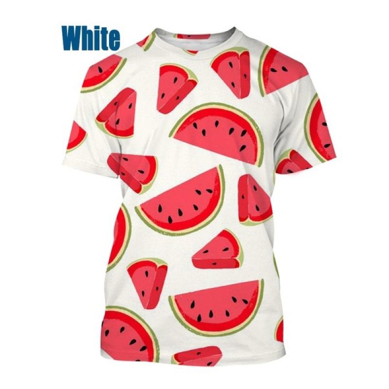 Fruit 3D Printed Short Sleeved T-shirt Summer Breathable polyester Simple Round Neck Top