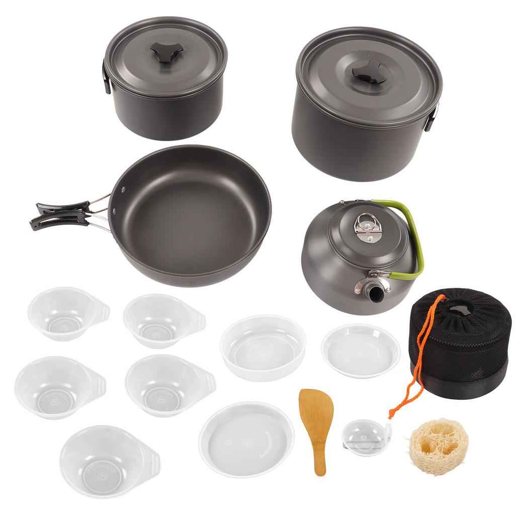 Camping Cookware Kit Portable Practical High Hardness Anti Scald Pot Kettle Set for Outdoor Picnic