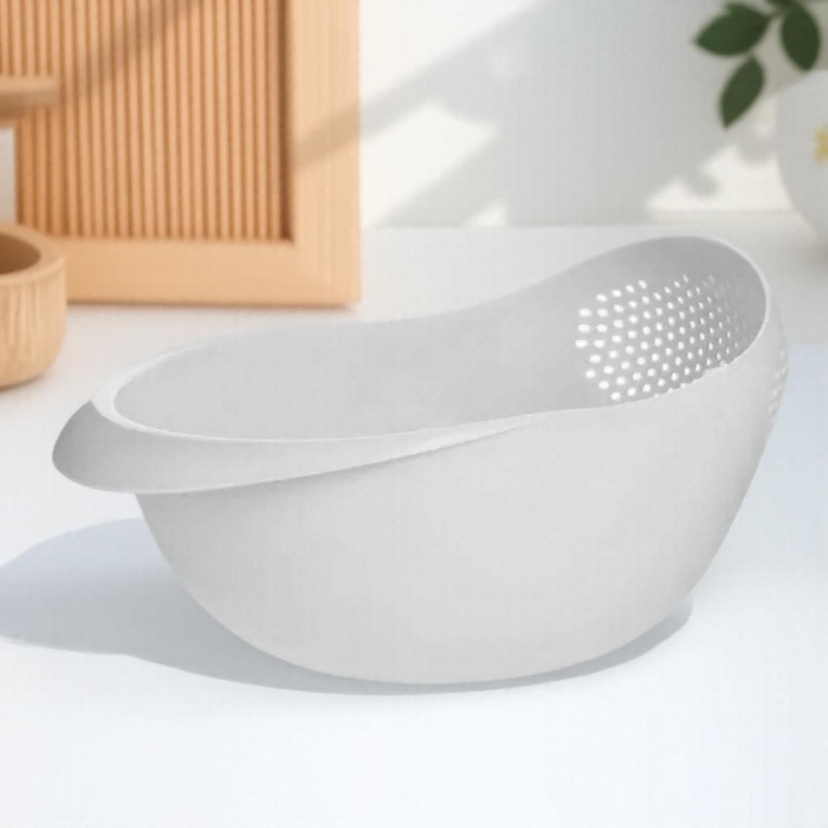 

Rice Sieve Plastic Colander Strainer Basket Kitchen Tools Food Beans Fruit Bowl Drainer Cleaning білий