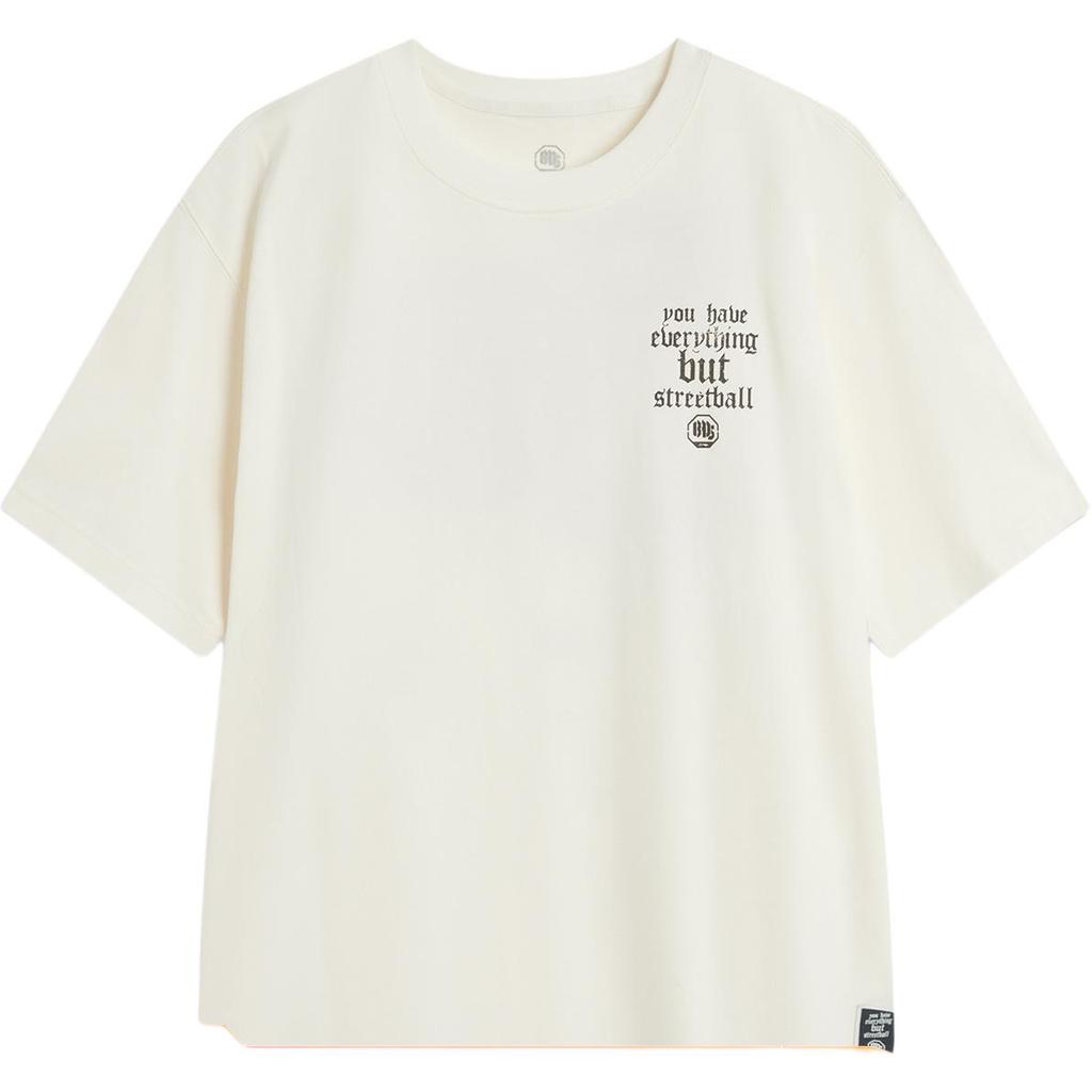 Li Ning Sport Casual Simple Round Neck Pullover Letter Loose Short Sleeve T-Shirt Men T-Shirt Off-White AHSV063-4