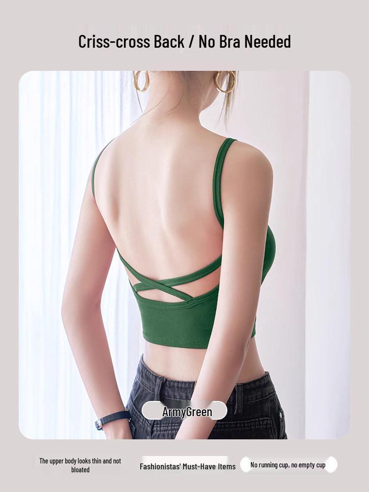 Women's American-Style Spaghetti Strap Vest with Chest Pads - Summer Lingerie Bra Top & Sleeveless Base Layer