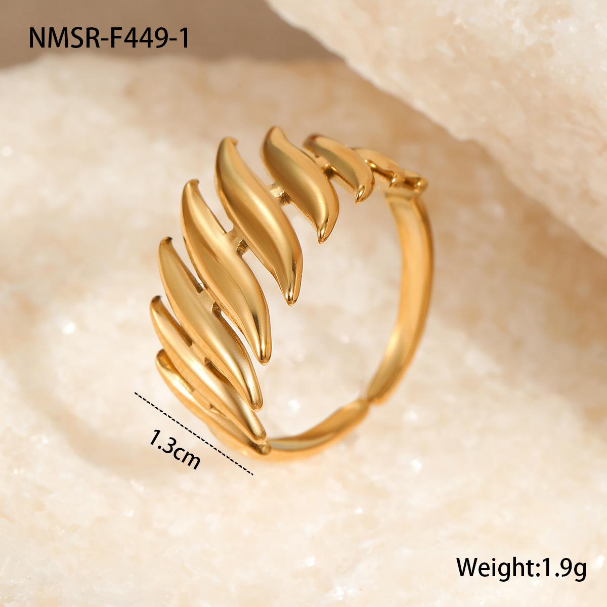 GEMCHIC Women s Leaf Willow Open Ring Stainless Steel 18K Gold Plated Geometric Fashion Ring