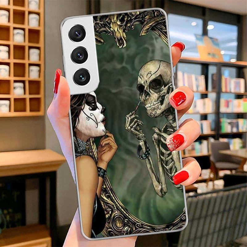 Catrina Beautiful Rose Girl Skull Cover Phone Case For Samsung Galaxy S26 S25 Edge S24 Ultra S23 S22 Plus S21 S20 FE Soft Fundas