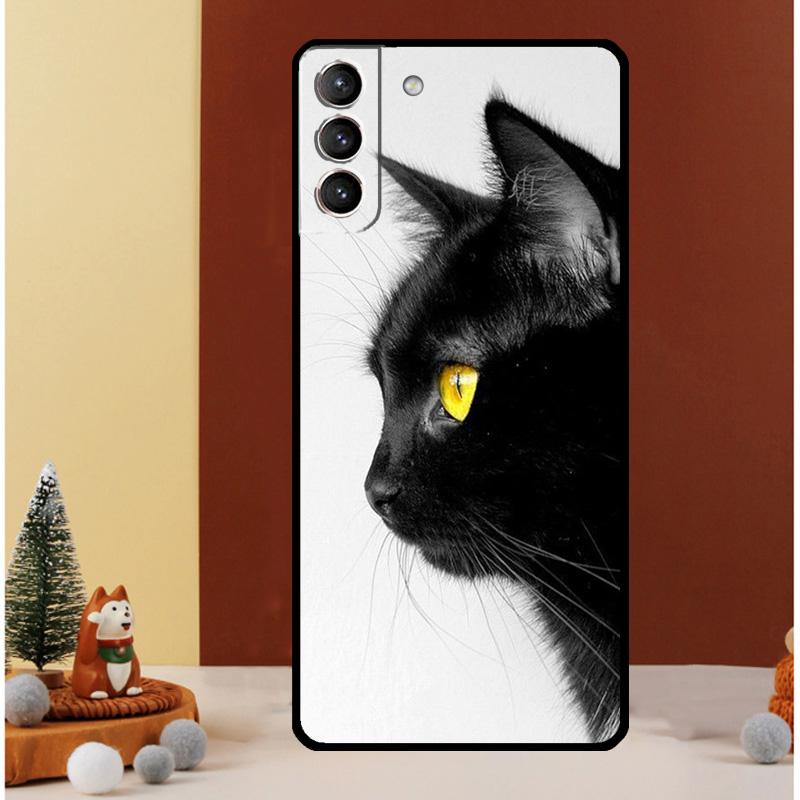 Black Cat Staring Eyes Case For Samsung Galaxy S24 Ultra S23 S22 S21 S20 FE Note 20 S8 S9 S10 Note 10 Plus Cover