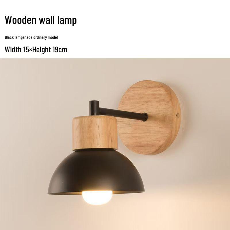 Nordic LED Wall Lamp: Modern, Simple Design for Bedroom, Living Room, or Hallway; Solid Wood Finish, Ideal for Children's Bedside.