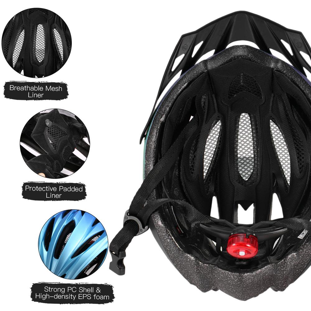 Breathable Cycle Helmet with Rear Light Sun Visor Women Men Lightweight Safety Helmet Bike Helmet for Mountain Bicycle