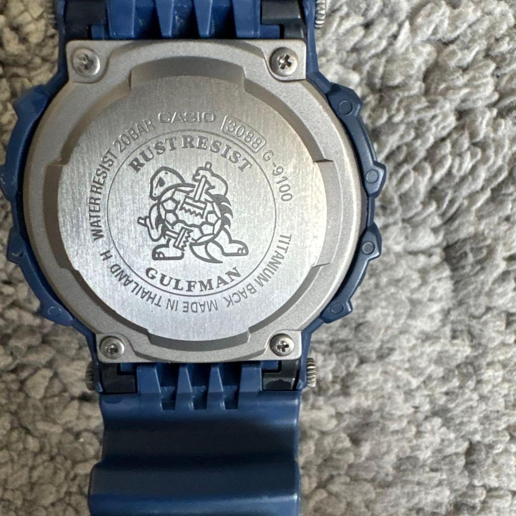 Used CASIO G-SHOCK GULFMAN G-9100 Navy Digital Watch