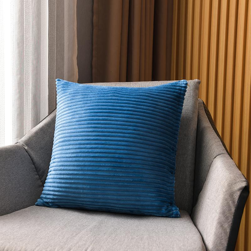 Soft Striped Home Decorative Throw Pillow Covers, Square Corduroy Cream Cushion Cases