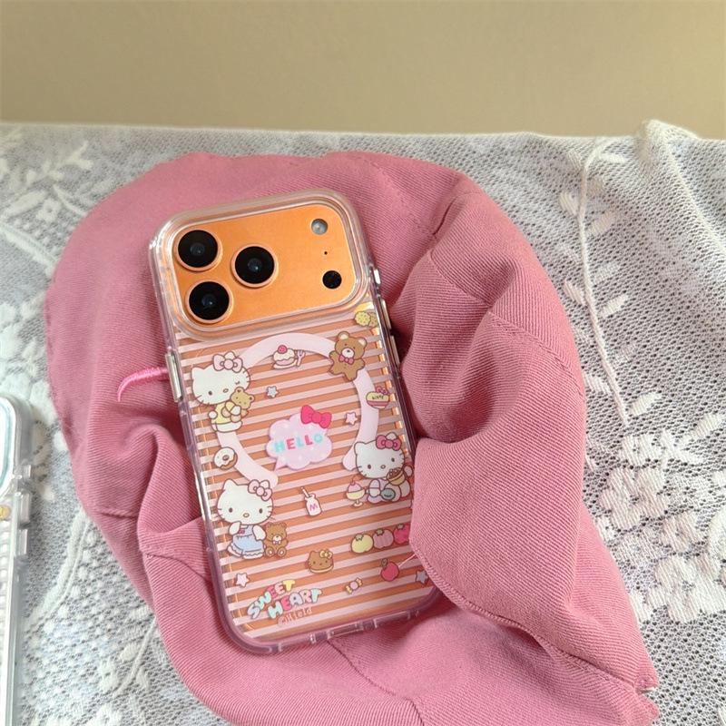 

Pink Striped Panda Magnetic iPhone 17/16/15/14 Case - Girly Style Apple 16
