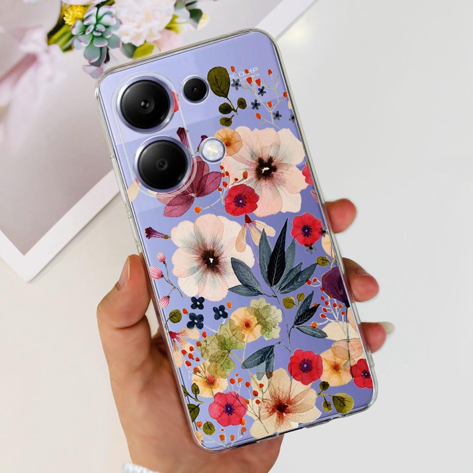 For Xiaomi Redmi Note 13 Pro 4G Case Beautiful butterfly flower TPU Soft Silicone Cover For Xiaomi Poco M6 Pro Bumper Phone Case