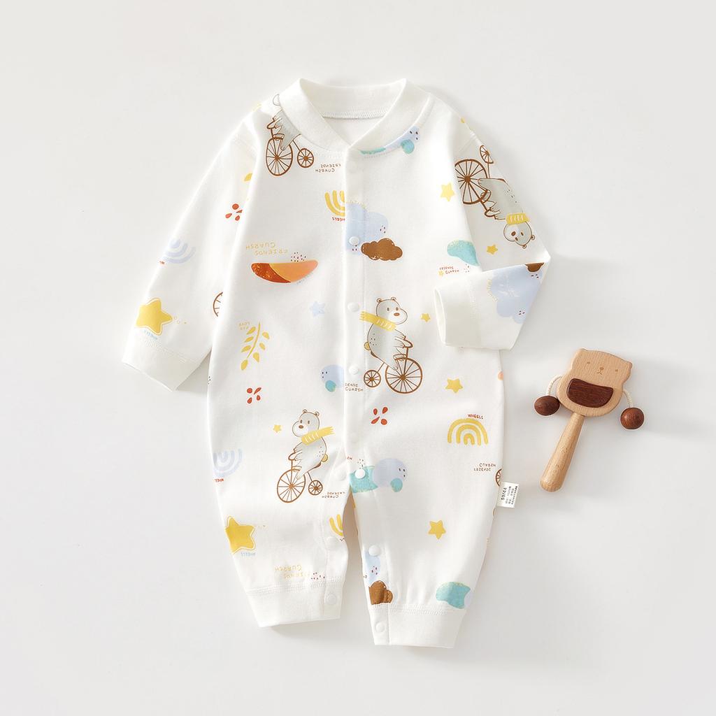 Baby Long Sleeve Romper Pure Cotton Newborn Infant Pajamas Spring Autumn Base Layer Crawling Clothes