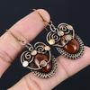 Lovely Carnelian Gemstone Handmade Pure Copper Wire Wrapped Earring Jewelry