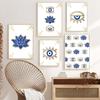 Paintings for Interior Abstract Evil Eyes Lotus Canvas Wall Art Gold Blue Posters and Prints for Living Room No Frame