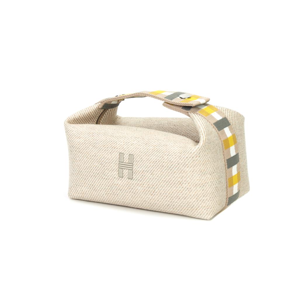 Hermes Bride-A-Brac Palladium-beschichteter Metall-Wollaufbewahrungsbeutel Kulturtasche Kleine Unisex-Taschen Beige H103802M01