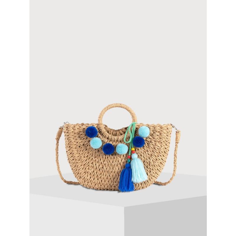Arrival Women's Paper Straw Woven Bag - Shell Accents Tote & Crossbody Bag for Vacation Essentials & Trendy Outfits
