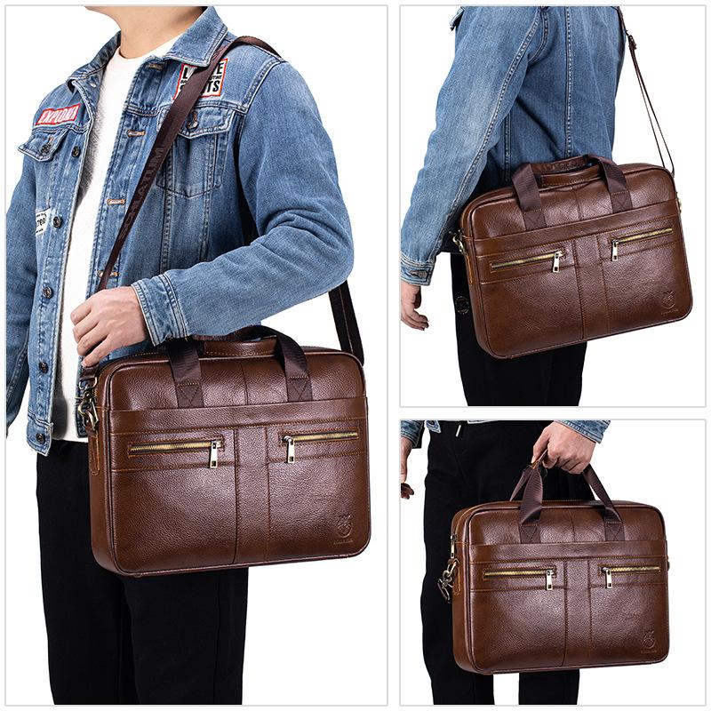 Echte Leder Herren Aktentasche Tragbare Büro Handtasche für Laptoptasche Hohe Qualität Business Messenger Umhängetaschen Reisen
