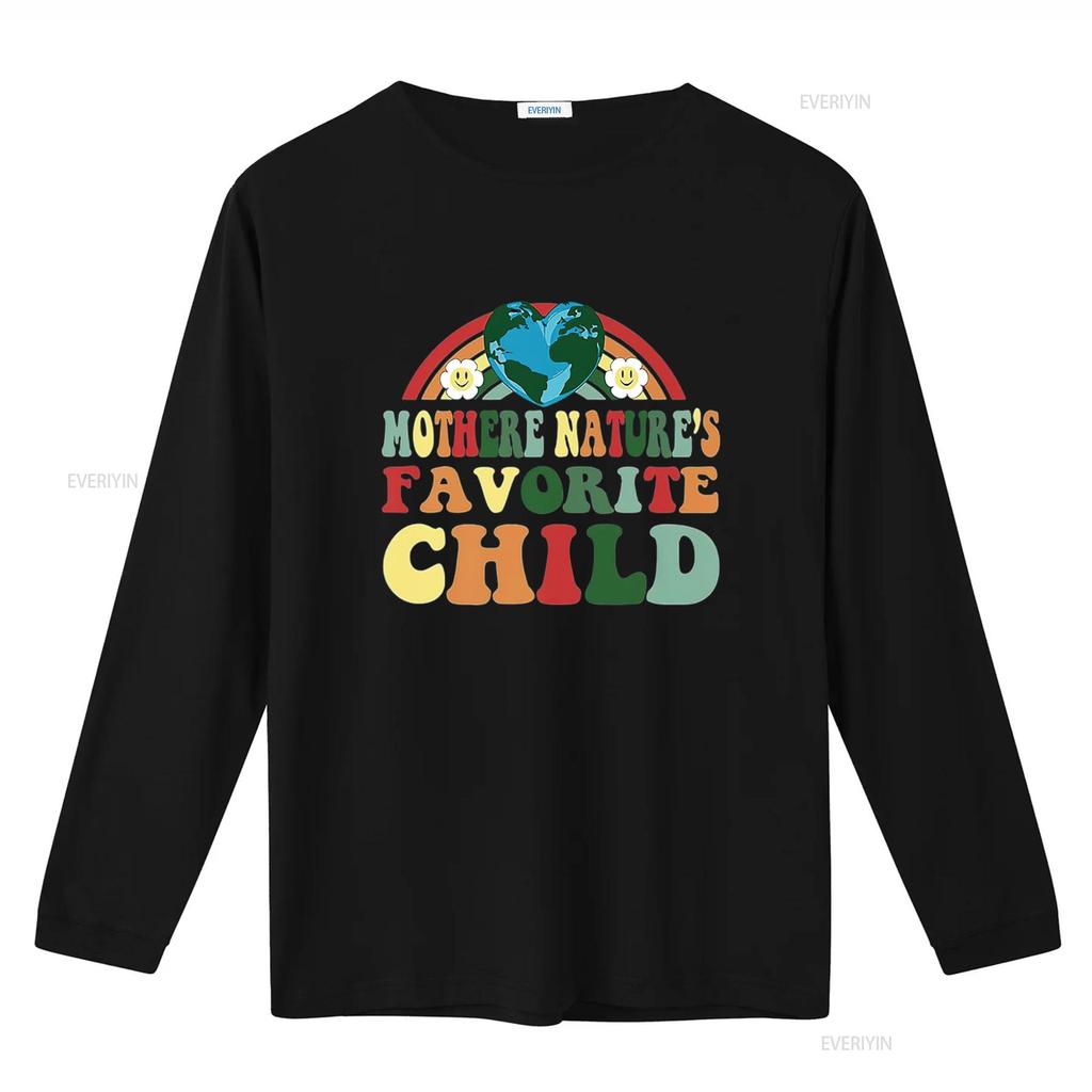 Mother Nature S Favorite Child Funny Earth Day T Shirt Black Vintage Washed Fashion Stretched Designer Clothes Slightly Soft