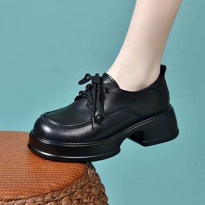 Fashion Versatile Muffin Platform Women's Autumn New Small Leather Shoes Soft Leather Casual Shoes