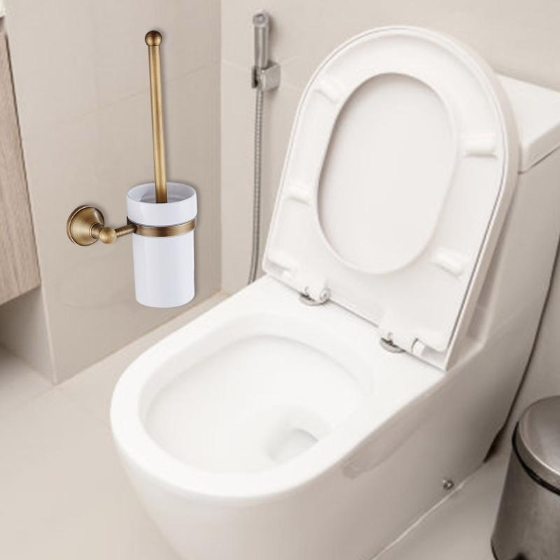 Vintage Wall Mounted Toilet Brush Holders Elegant Design Ergonomic Handle Toilets Brushes Stand Upgrades for Bathroom