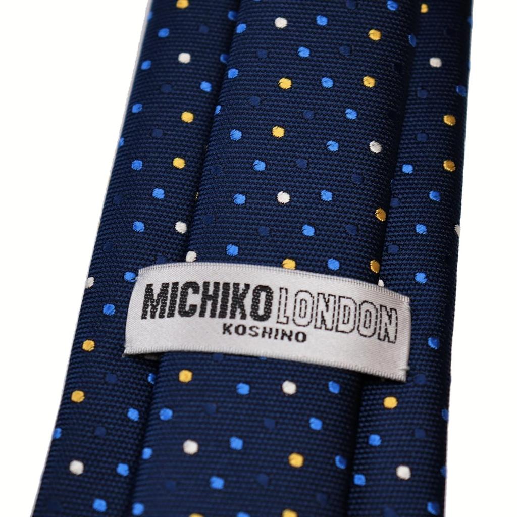 [Michiko London] Wrinkle-resistant bonded fabric with lining for added volume. Made in Japan. KOSHINO brand tie. Small pattern. 100% silk. Unisex.