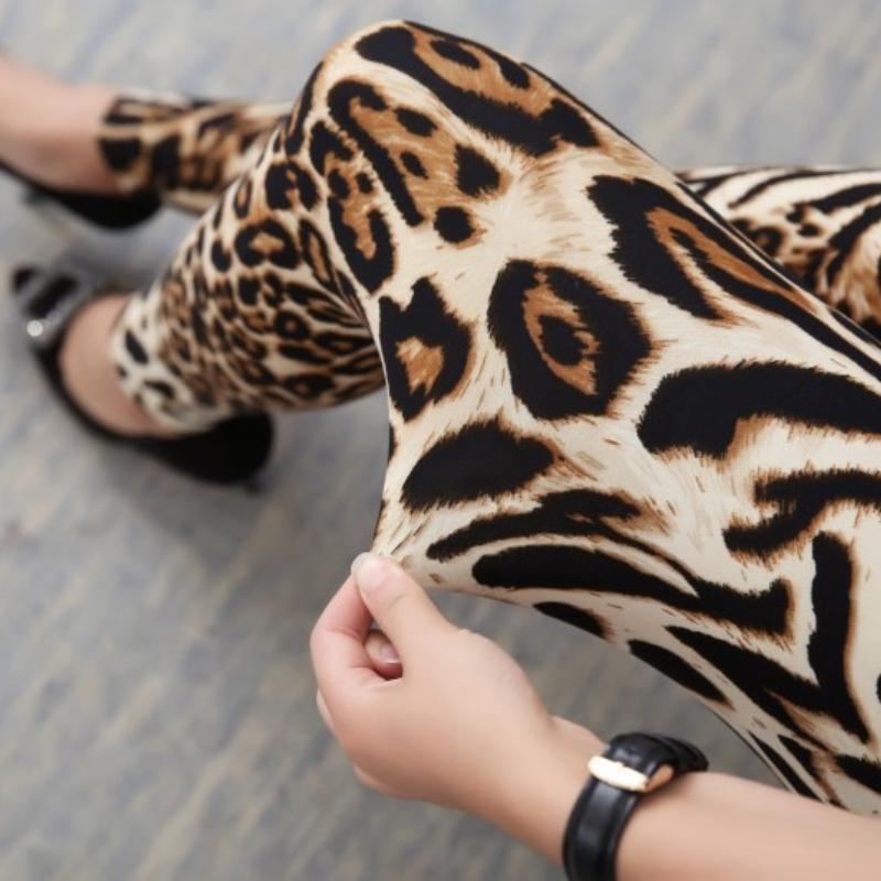 Dámské legíny s vysokým pasem a retro leopardím potiskem - Kalhoty pro kontrolu břicha a zvedání hýždí, strečové, pro volný čas a běžné nošení