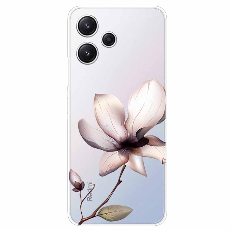 For Xiaomi Redmi 12 Case Flowers Clear TPU Silicon Funda Capa On for Redmi 12 4G / Redmi12 5G Soft Covers Transparent Coque Bags