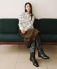 Left Seoul Corduroy Back Slit Midi Skirt [Brown]