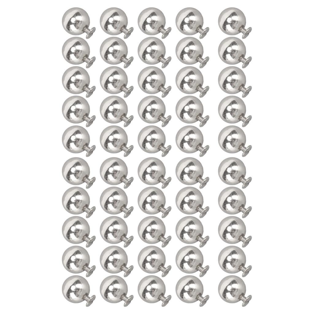 50 Set Sphere Rivet Kit Iron Soild 10mm Diameter Sphere Stud Kit with 6mm Screws for Leather Crafts Clothing Boots