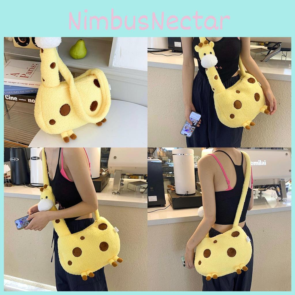 Cute Yellow Giraffe Plush Backpack Adorable Cartoon Style Perfect Gift For Girls