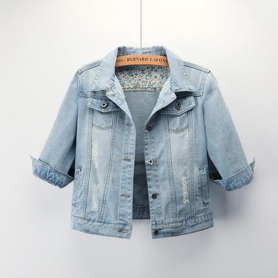 Frühling und Herbst kurze Passform Freizeit große neue Jeansjacke Damen Jacke Schal