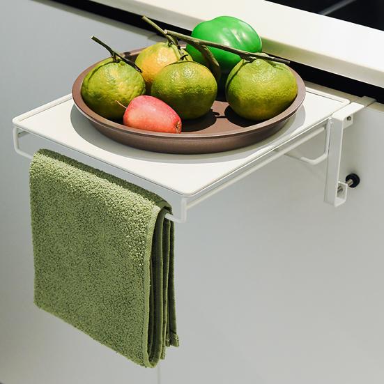 Countertop Storage Rack Strong Load-bearing Foldable Design Simple Installation Kitchen Cabinet Door Hanging Shelf