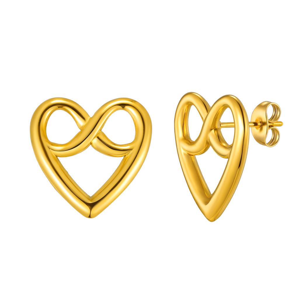 Edelstahl ns einfache alkalische Wasser Knoten Herzform Unendlichkeitszeichen 8-Zeichen Ohrstecker Design Brotknoten ES-726