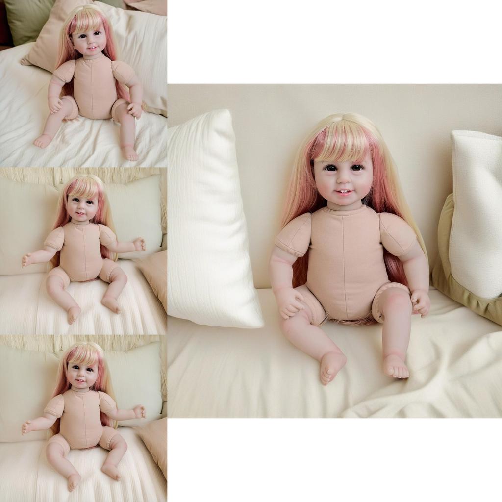 Silikon-Puppenperücken-Set mit buntem Haar für kreatives Spiel