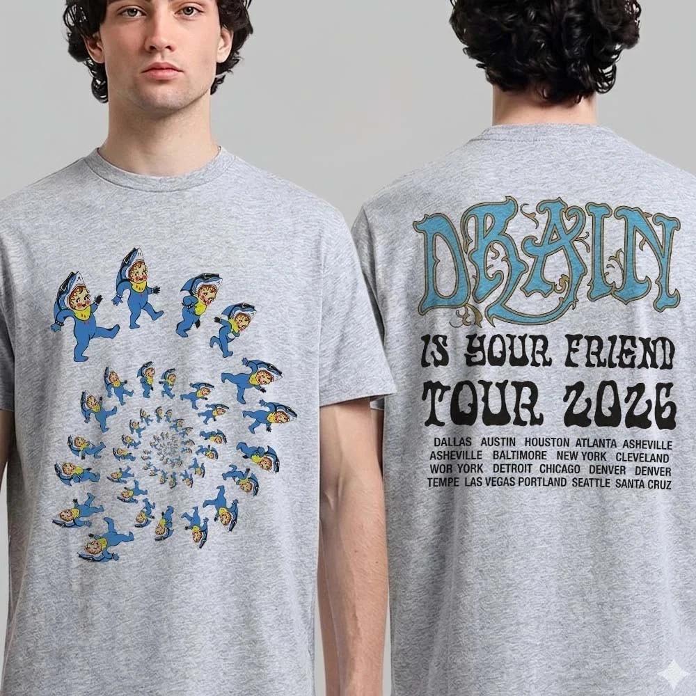 Drain Is Your Friend 2026 Tour T-shirt Spiral Kewpie Outdoor Vintage Men s and Women s T-shirt Fan Commemorative Printed T-sh... S разноцветный