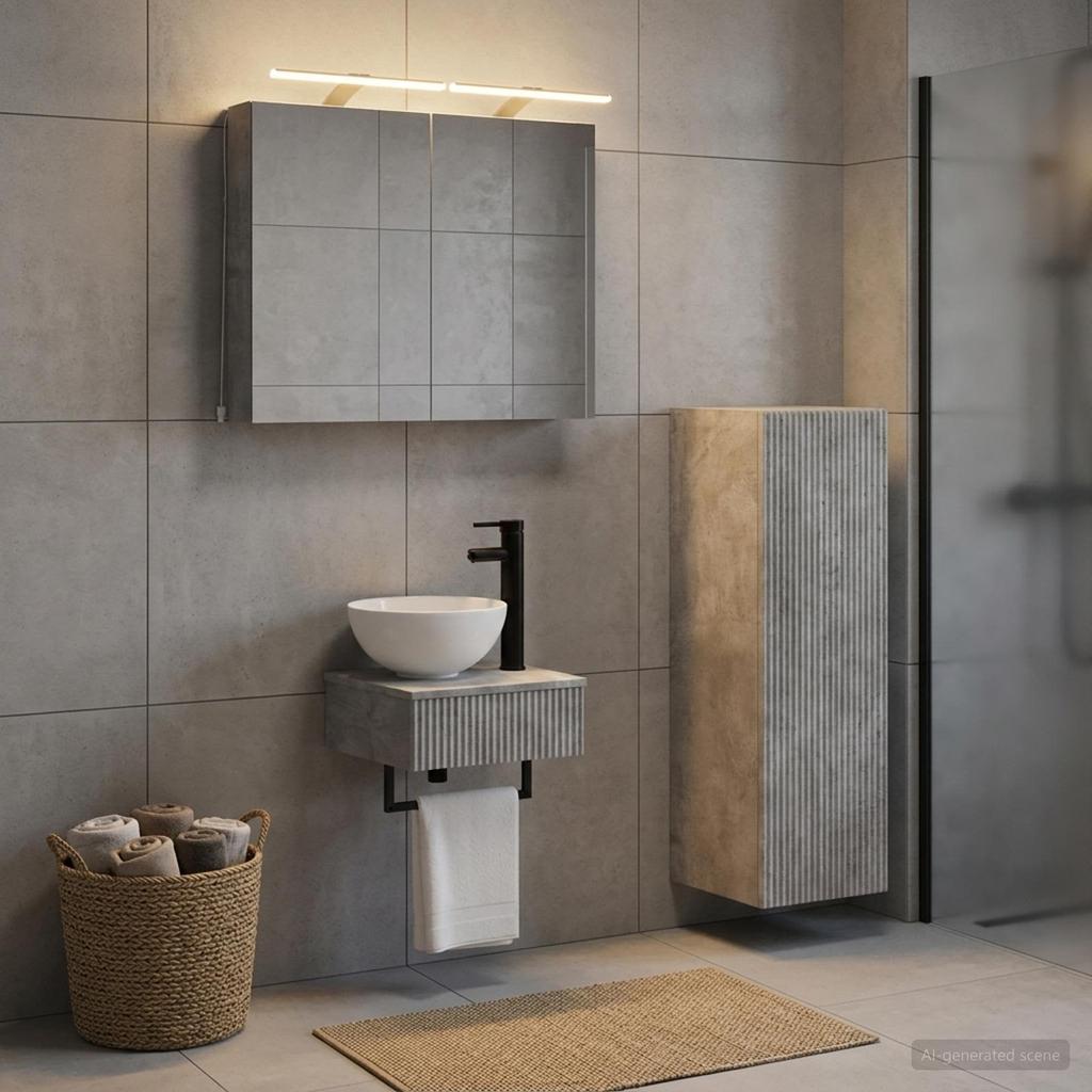 Bathroom Cabinet Set 4 pcs Concrete Grey 40 x 10.5 x 60.5 cm