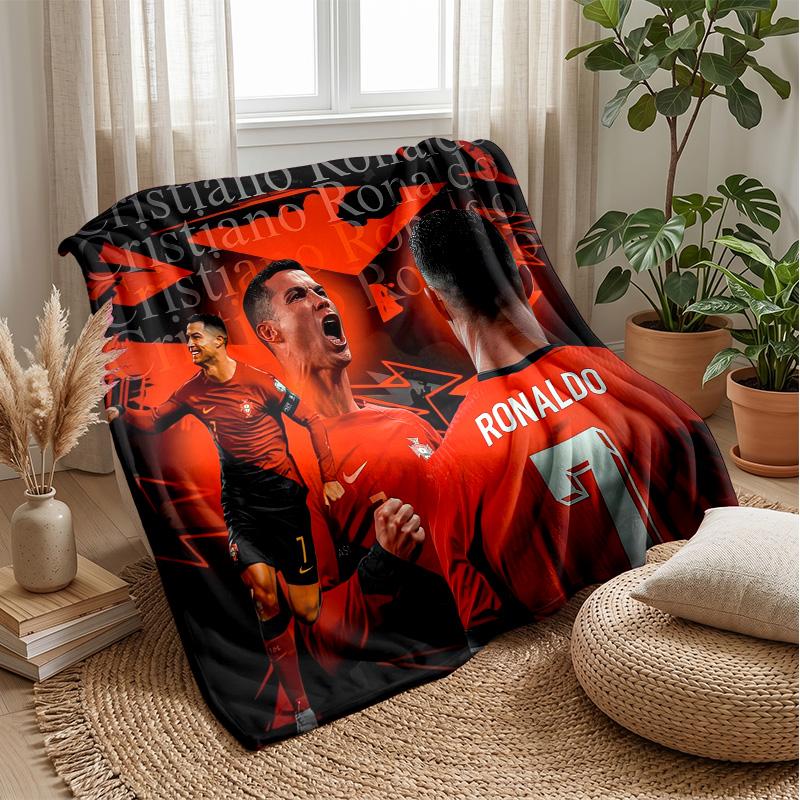 Cristiano Ronaldo Theme Blanket Soft Flannel Blanket Plush Throw Blanket Cozy Sofa Bed Blanket for Home Decor