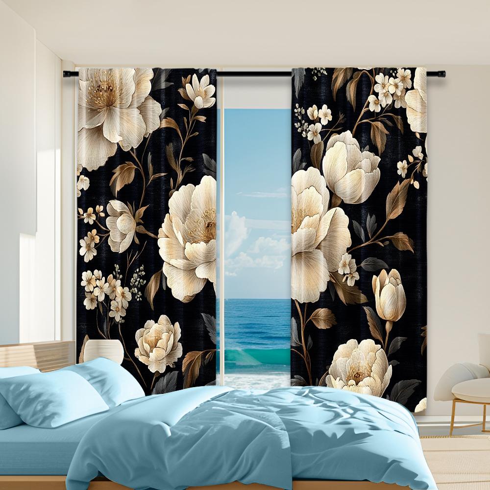 

2 pcs versatile polyester transparent curtains for home decoration Boho (2) for use in bedrooms and living rooms 100*130 Grommet Top 1pcs