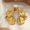 18K Gold Petal-Shaped Stud Earrings: High-End European & American Style for Women