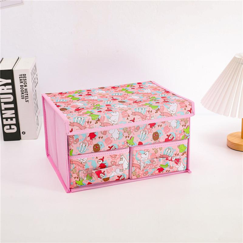 Cute Snoopy Totoro Printed Drawer Style Foldable Double Layer Flip Storage Box For Bedroom Storage And Closet Use