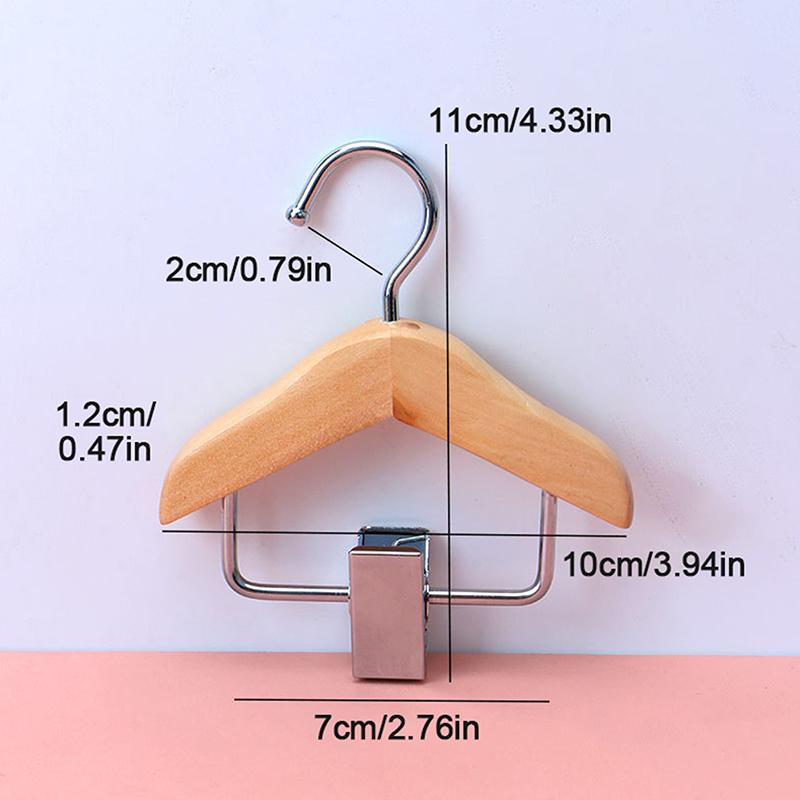 Mini-Kleiderbügel, Premium-Kleiderbügel aus Holz für Babys mit rutschfestem Clip, praktischer Kleiderhaken für Haustiere, Kleiderbügel