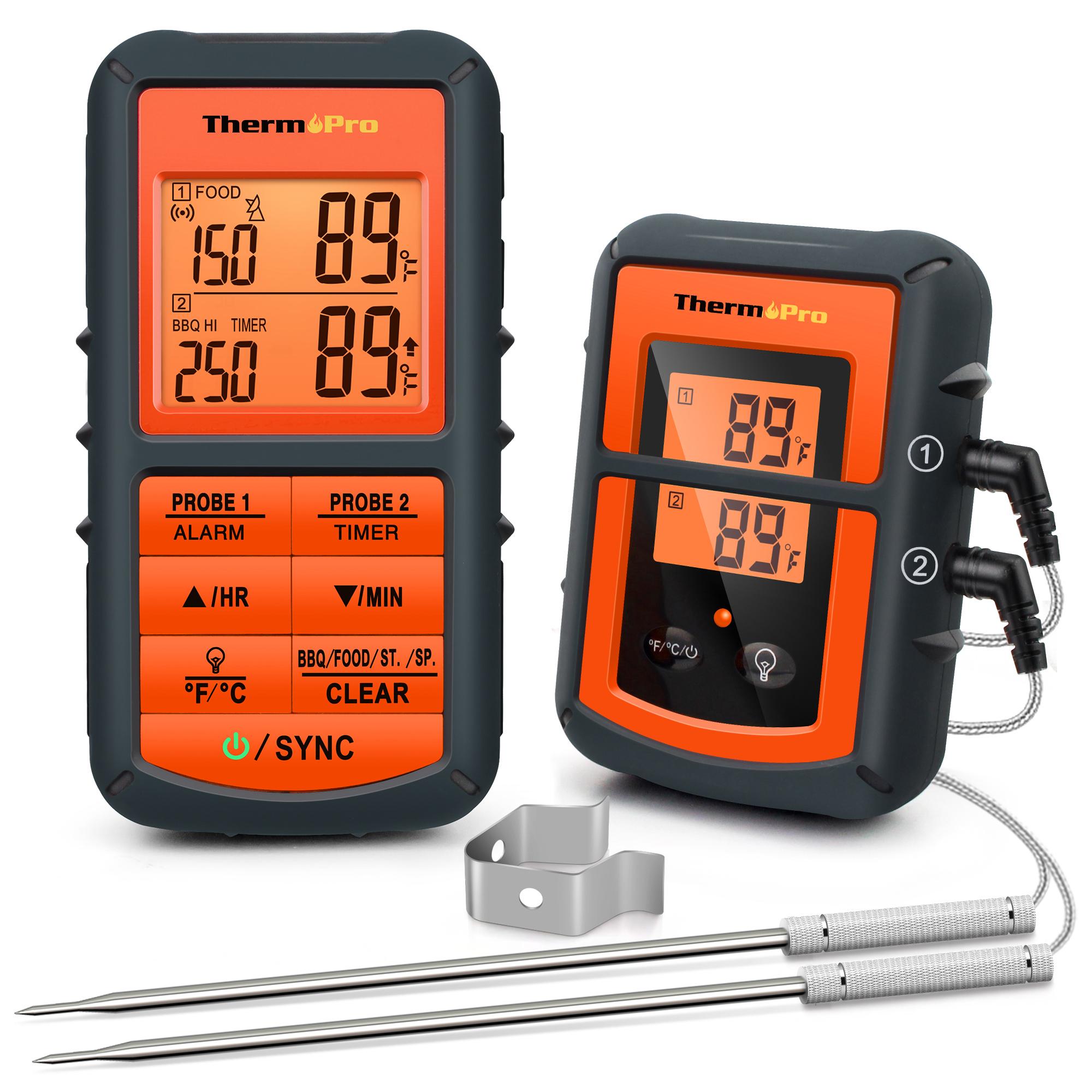 

ThermoPro TP08C Dual Probe Backlight 150M Wireless BBQ Grill Food Meat Thermometer For Kitchen Cooking TP08C